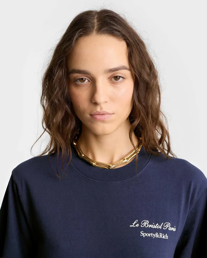 Sporty and Rich TShirts and Tops Women Faubourg TShirt 8211 NavyWhite