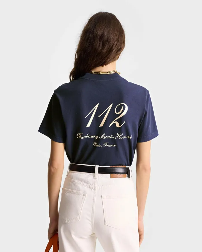 Sporty and Rich TShirts and Tops Women Faubourg TShirt 8211 NavyWhite
