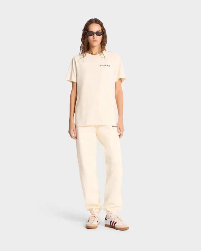 Sporty and Rich TShirts and Tops Women Health Is Wealth TShirt 8211 CreamNavy