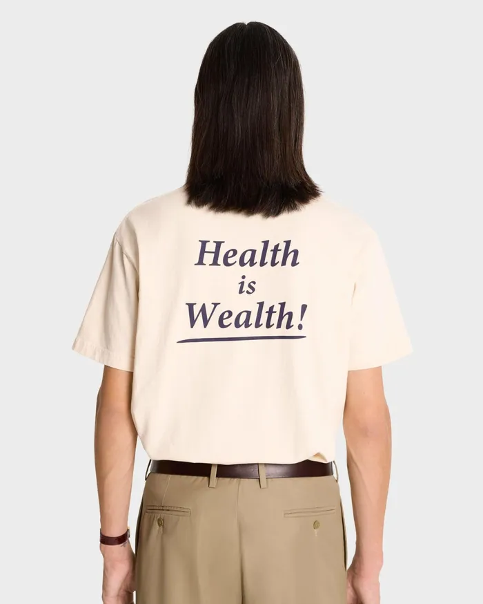 Sporty and Rich TShirts and Tops Women Health Is Wealth TShirt 8211 CreamNavy