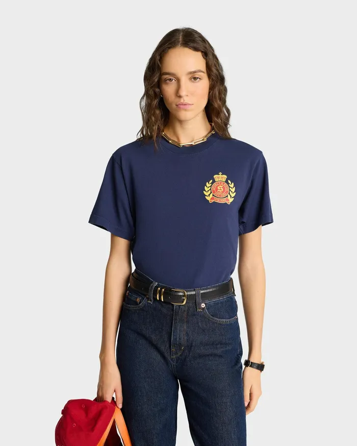 Sporty and Rich TShirts Men NY Crest TShirt 8211 NavyGold
