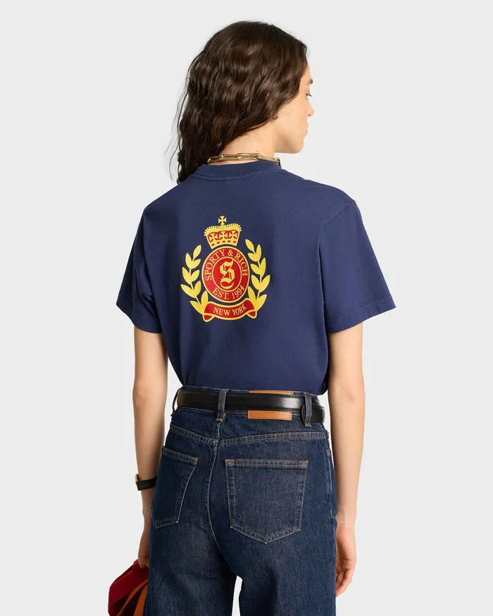 Sporty and Rich TShirts Men NY Crest TShirt 8211 NavyGold
