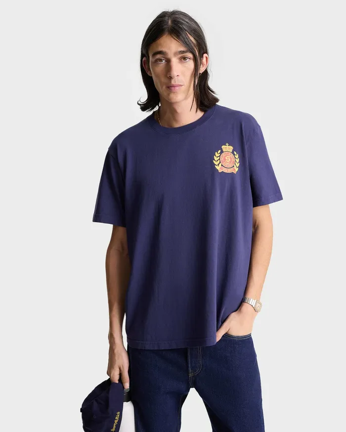 Sporty and Rich TShirts Men NY Crest TShirt 8211 NavyGold