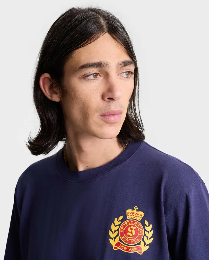 Sporty and Rich TShirts Men NY Crest TShirt 8211 NavyGold