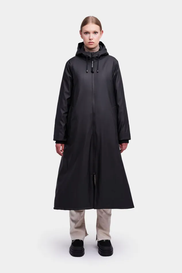 Stutterheim Mosebacke Long Winter Jacket Black Women Raincoats