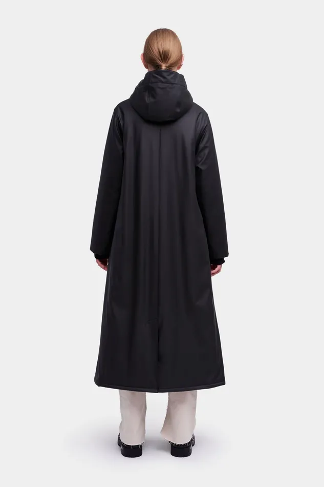 Stutterheim Mosebacke Long Winter Jacket Black Women Raincoats