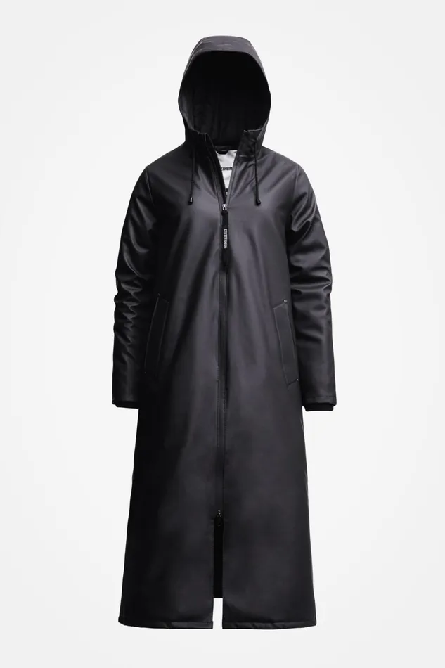 Stutterheim Mosebacke Long Winter Jacket Black Women Raincoats