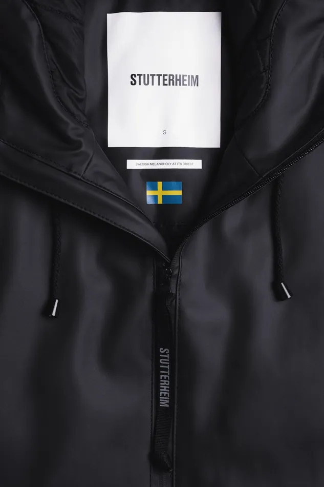 Stutterheim Mosebacke Long Winter Jacket Black Women Raincoats