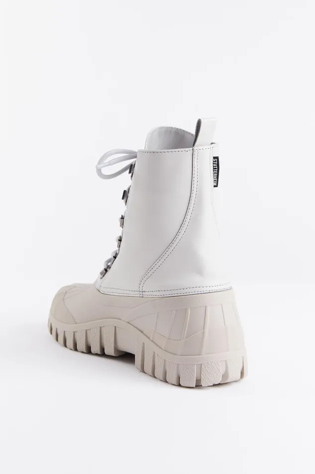 Stutterheim Patrol Boot Leather Ivory Women Combat Boots