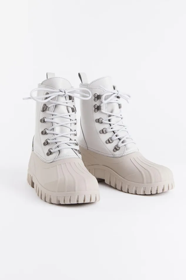 Stutterheim Patrol Boot Leather Ivory Women Combat Boots