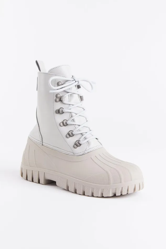Stutterheim Patrol Boot Leather Ivory Women Combat Boots