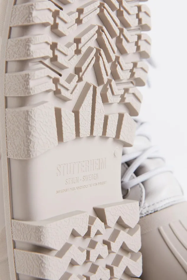 Stutterheim Patrol Boot Leather Ivory Women Combat Boots