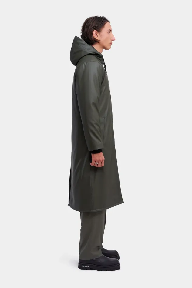 Stutterheim Stockholm Long Winter Jacket Green Women Long Raincoats