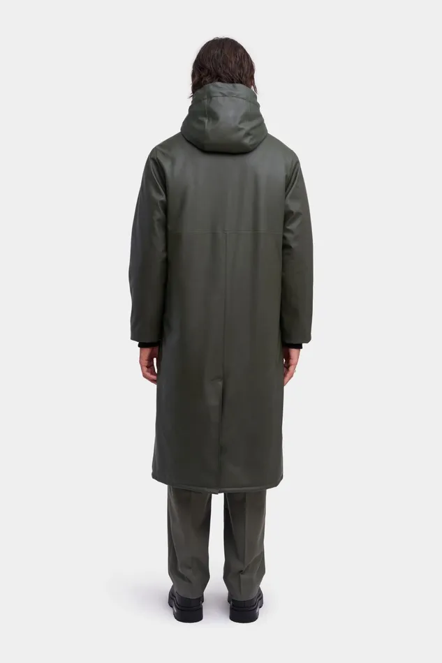 Stutterheim Stockholm Long Winter Jacket Green Women Long Raincoats