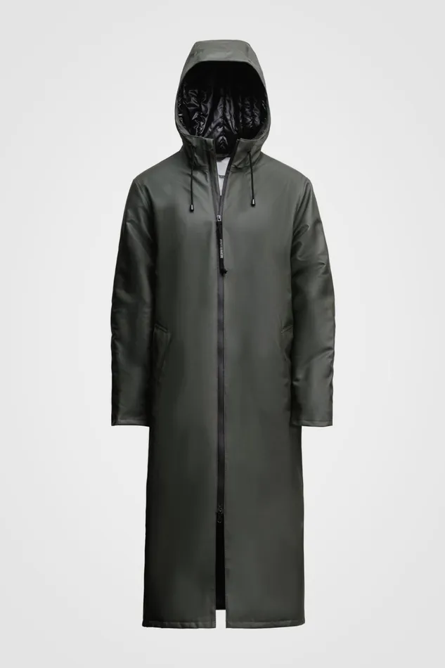 Stutterheim Stockholm Long Winter Jacket Green Women Long Raincoats