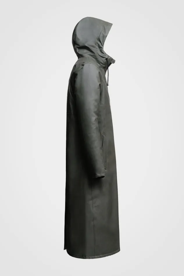 Stutterheim Stockholm Long Winter Jacket Green Women Long Raincoats