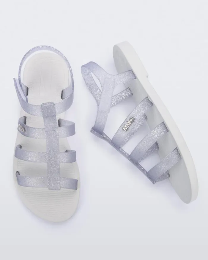 Sun Rodeo Whiteclear Glitter Silver Women Melissa Sandals