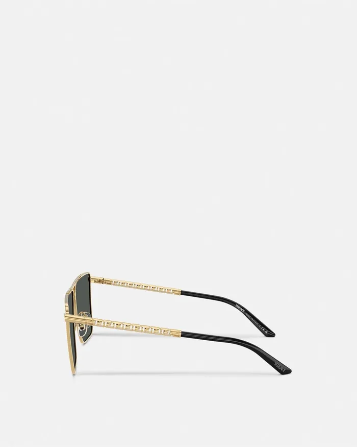 Sunglasses Men Versace Tubular Greca Sunglasses Blackgold