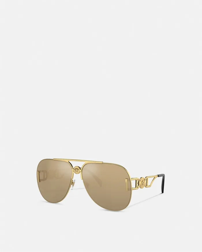 Sunglasses WomenMen Versace Medusa 03995 Pilot Sunglasses Gold