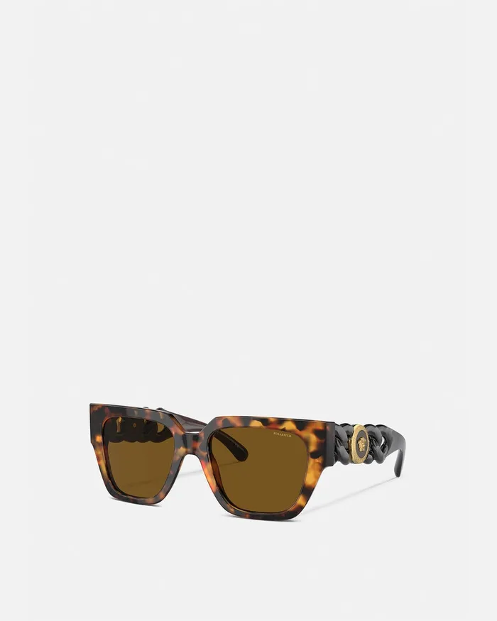 Sunglasses Women Versace Medusa Chain Sunglasses Havana