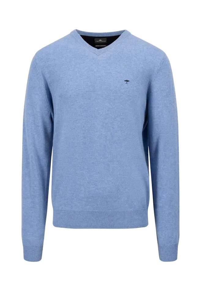 Sweater Men FYNCHHATTON Basic Sweater Made Of Wool With A Vneckline Cloud Bluenew Dijonnavywinter Whitehazel