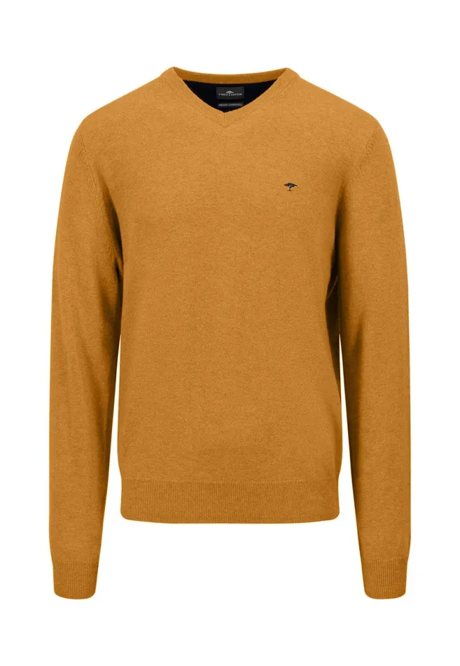 Sweater Men FYNCHHATTON Basic Sweater Made Of Wool With A Vneckline Cloud Bluenew Dijonnavywinter Whitehazel