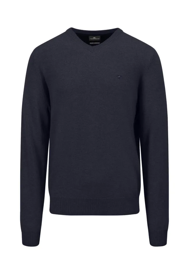 Sweater Men FYNCHHATTON Basic Sweater Made Of Wool With A Vneckline Cloud Bluenew Dijonnavywinter Whitehazel