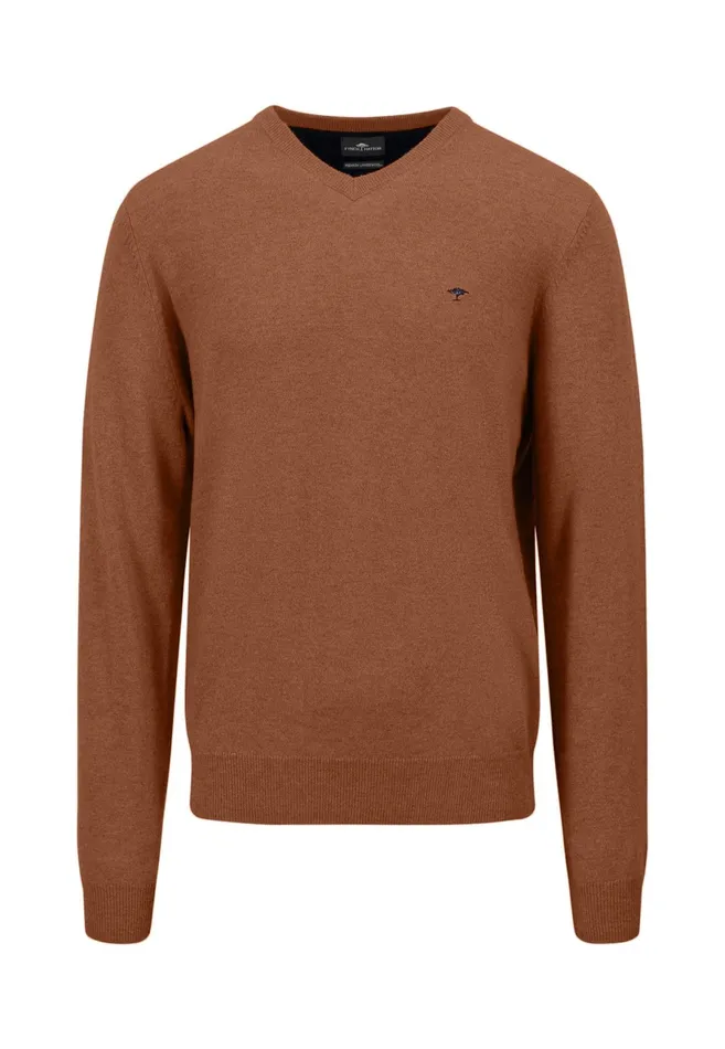 Sweater Men FYNCHHATTON Basic Sweater Made Of Wool With A Vneckline Cloud Bluenew Dijonnavywinter Whitehazel