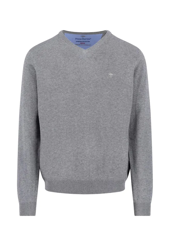 Sweater Men FYNCHHATTON Cotton Sweater With Vneckline Nightsteelazurenavyearthcharcoaltaupe