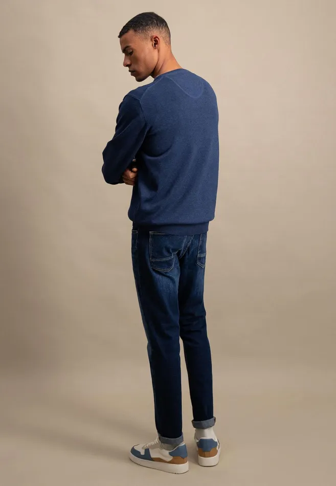 Sweater Men FYNCHHATTON Cotton Sweater With Vneckline Nightsteelazurenavyearthcharcoaltaupe