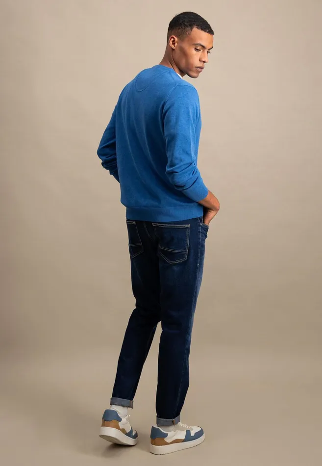 Sweater Men FYNCHHATTON Cotton Sweater With Vneckline Nightsteelazurenavyearthcharcoaltaupe