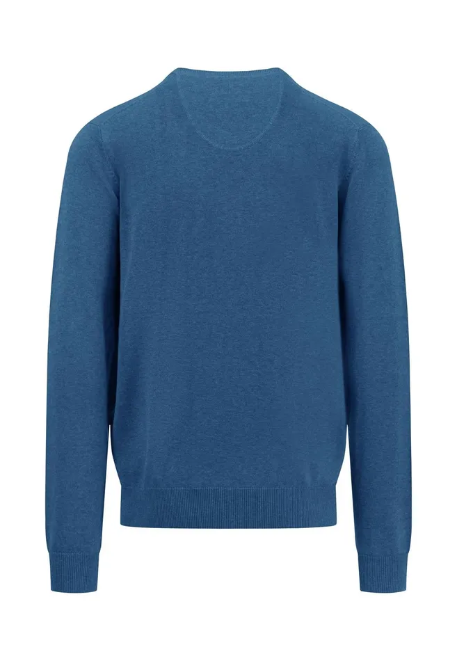 Sweater Men FYNCHHATTON Cotton Sweater With Vneckline Nightsteelazurenavyearthcharcoaltaupe