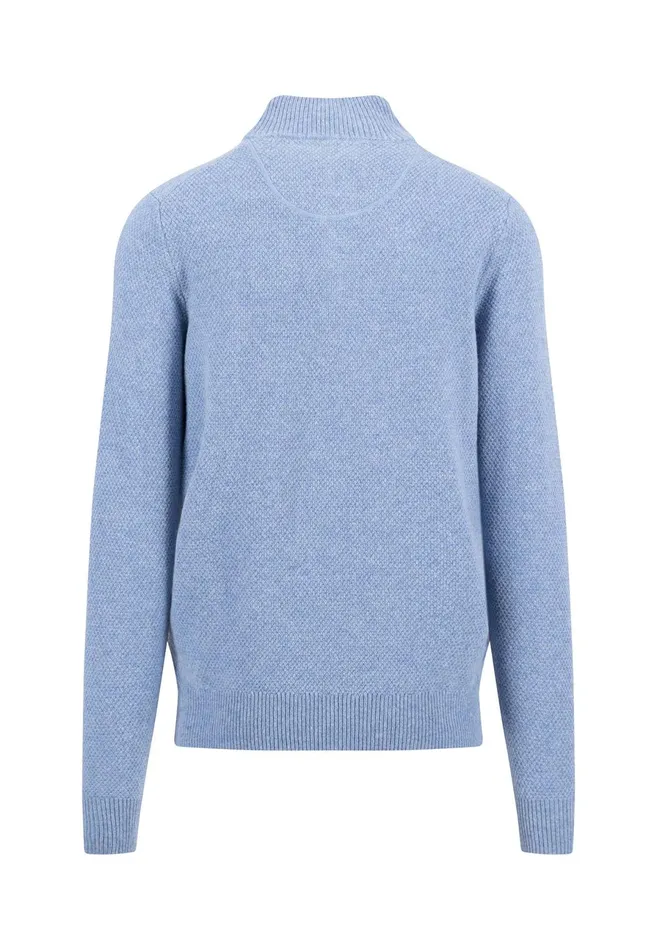 Sweater Men FYNCHHATTON Knitting Sweater Made Of Wool Mix With A Troyer Collar And Buttons Flamecloud Bluenavyhazel