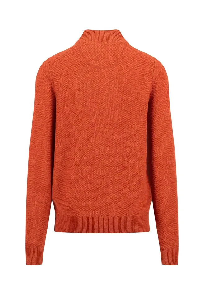 Sweater Men FYNCHHATTON Knitting Sweater Made Of Wool Mix With A Troyer Collar And Buttons Flamecloud Bluenavyhazel