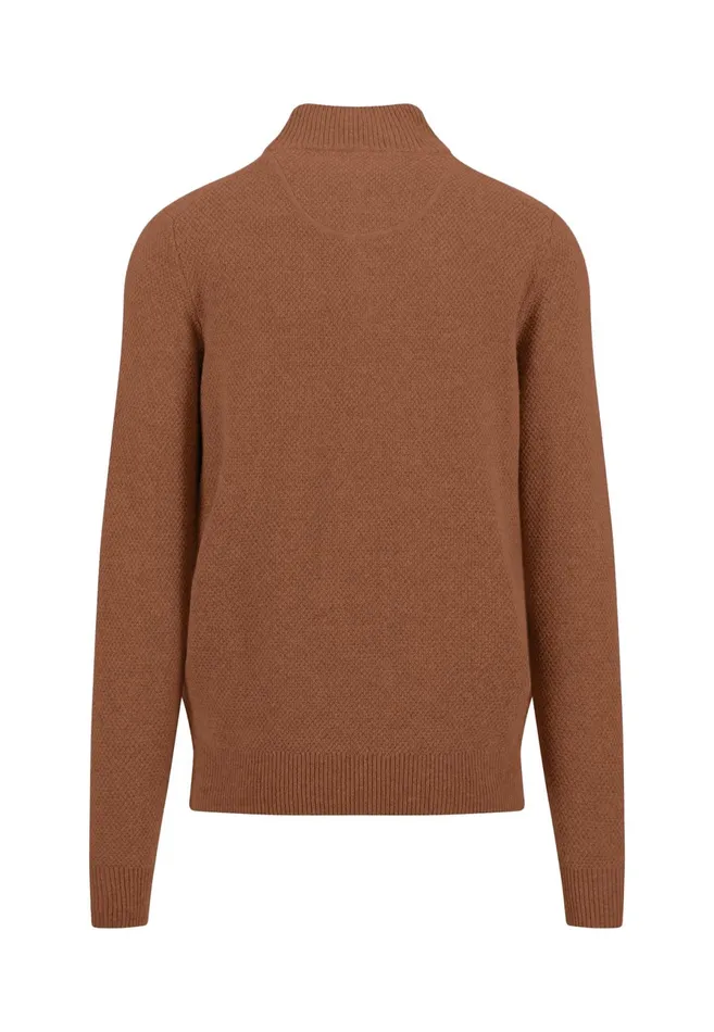 Sweater Men FYNCHHATTON Knitting Sweater Made Of Wool Mix With A Troyer Collar And Buttons Flamecloud Bluenavyhazel