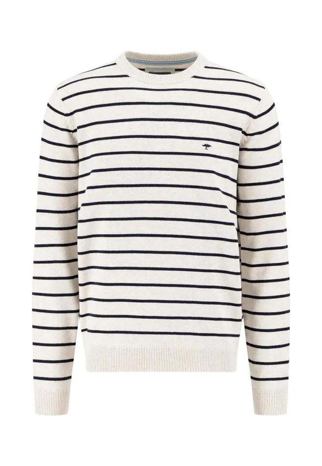 Sweater Men FYNCHHATTON Knitting Sweater With Fine Stripes Navynew Offwhite