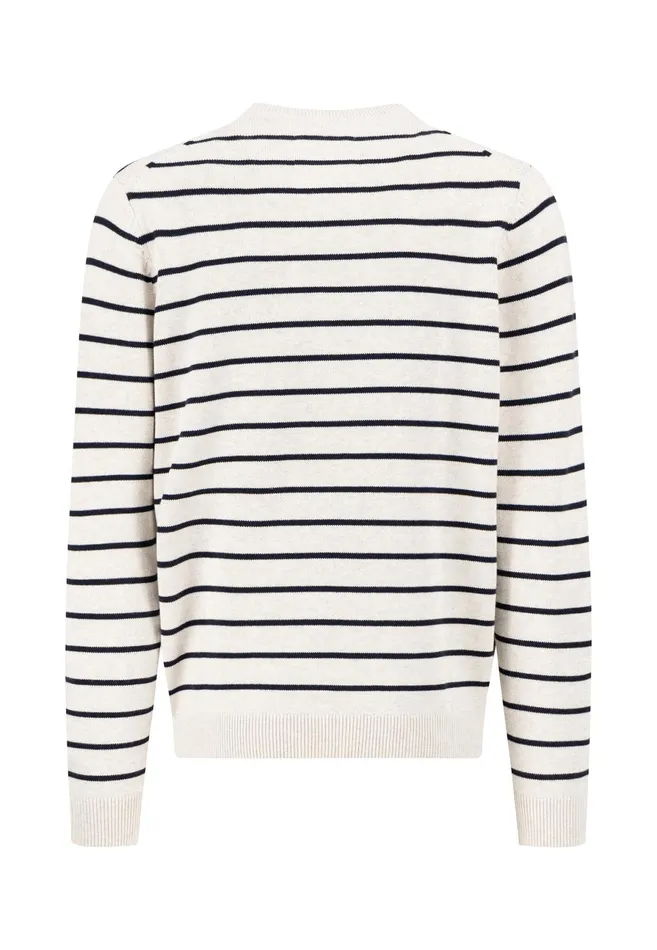 Sweater Men FYNCHHATTON Knitting Sweater With Fine Stripes Navynew Offwhite