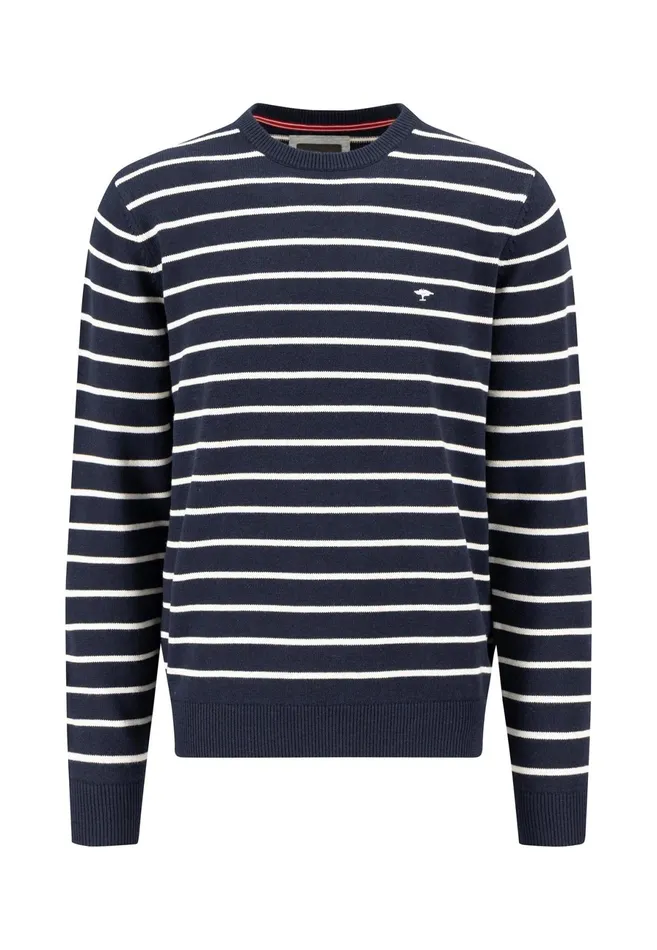 Sweater Men FYNCHHATTON Knitting Sweater With Fine Stripes Navynew Offwhite