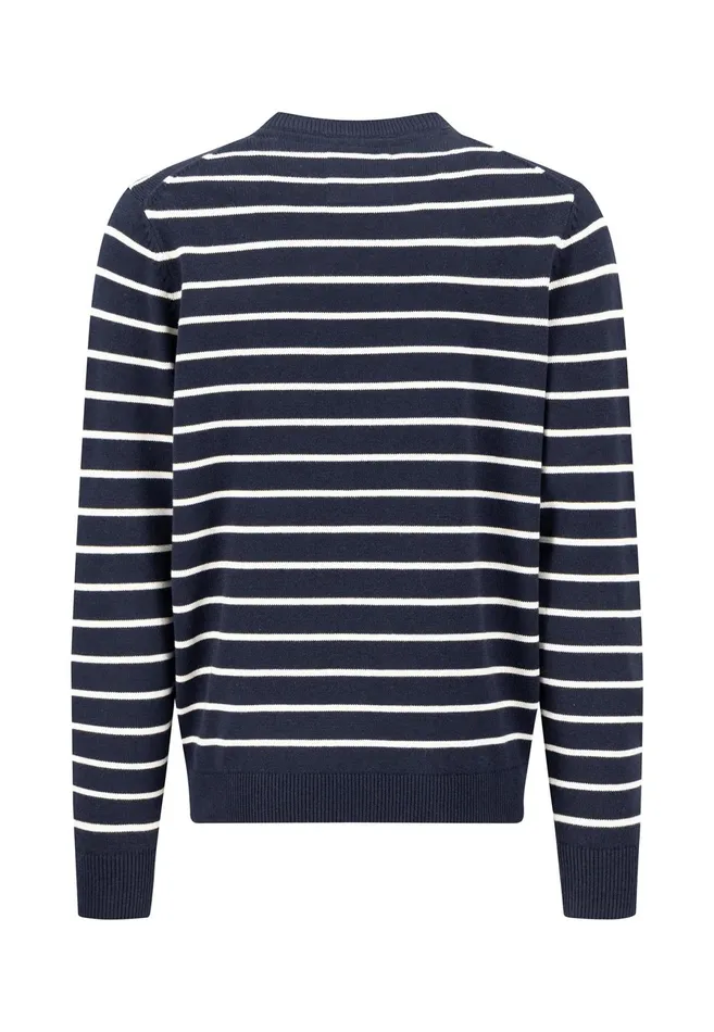 Sweater Men FYNCHHATTON Knitting Sweater With Fine Stripes Navynew Offwhite