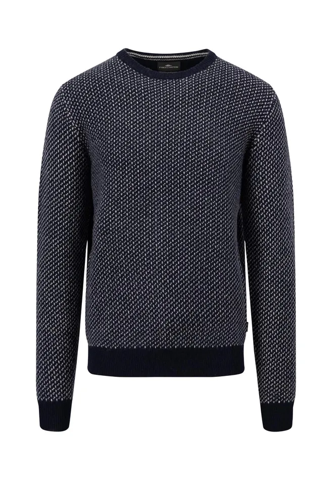 Sweater Men FYNCHHATTON Sweater With A Round Neckline In The Twocolor Look Navywinter White