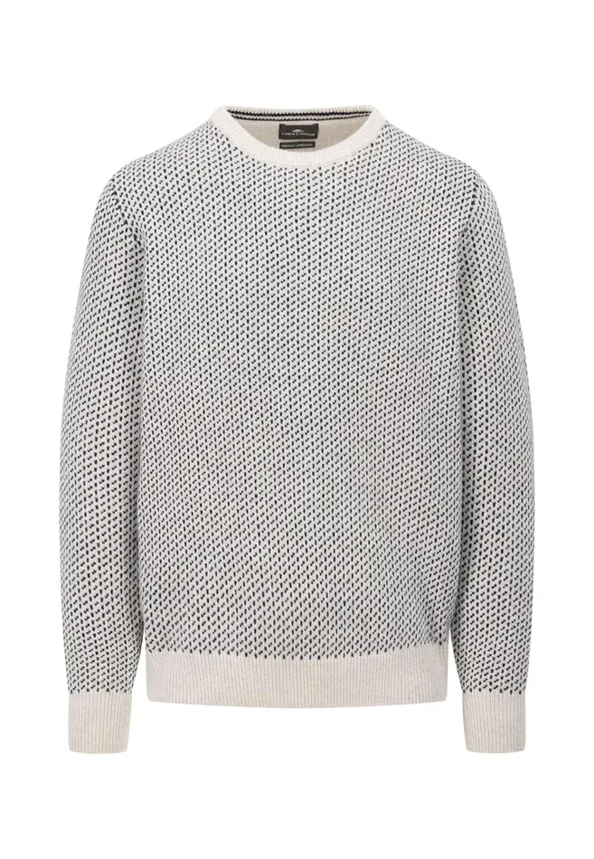 Sweater Men FYNCHHATTON Sweater With A Round Neckline In The Twocolor Look Navywinter White