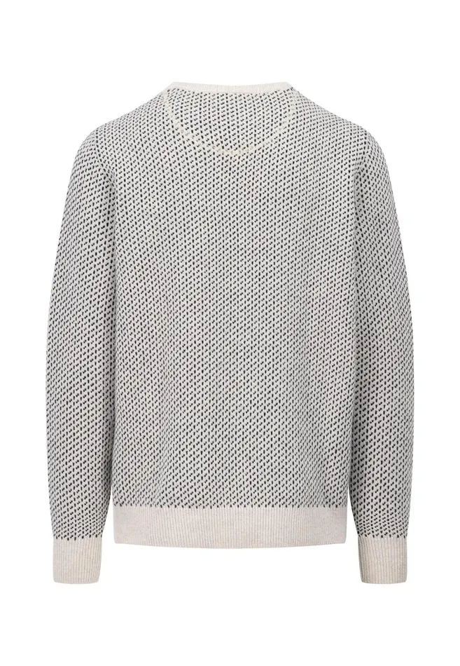 Sweater Men FYNCHHATTON Sweater With A Round Neckline In The Twocolor Look Navywinter White