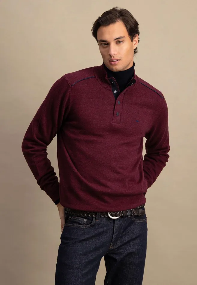 Sweater Men FYNCHHATTON Sweater With A Troyer Collar Ruby Redcloud Bluenavylight Gray Sweater Men FYNCHHATTON Sweater With A Troyer Collar Ruby Redcloud Bluenavylight Gray
