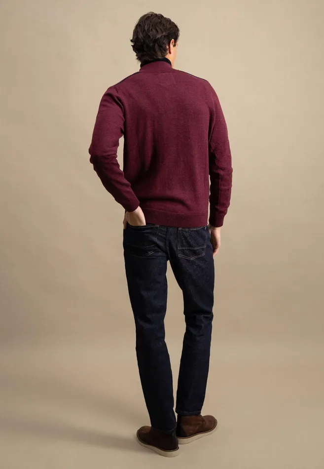 Sweater Men FYNCHHATTON Sweater With A Troyer Collar Ruby Redcloud Bluenavylight Gray