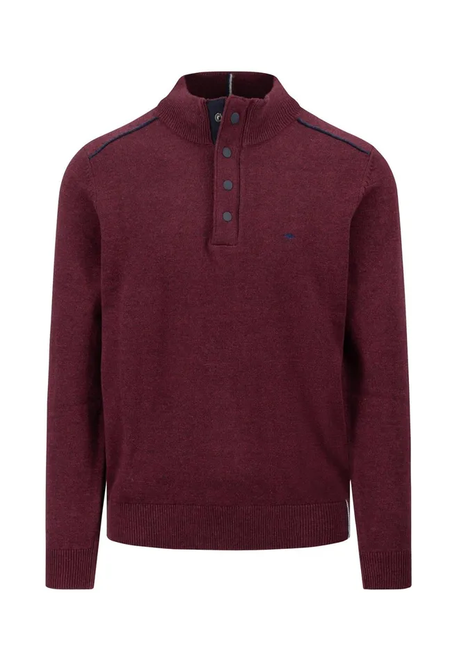 Sweater Men FYNCHHATTON Sweater With A Troyer Collar Ruby Redcloud Bluenavylight Gray