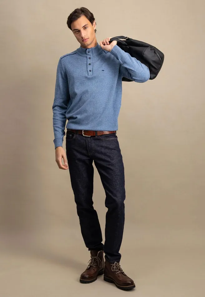 Sweater Men FYNCHHATTON Sweater With A Troyer Collar Ruby Redcloud Bluenavylight Gray