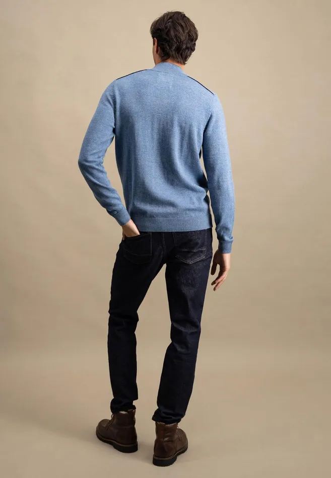 Sweater Men FYNCHHATTON Sweater With A Troyer Collar Ruby Redcloud Bluenavylight Gray