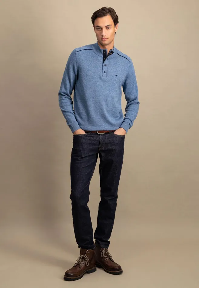 Sweater Men FYNCHHATTON Sweater With A Troyer Collar Ruby Redcloud Bluenavylight Gray