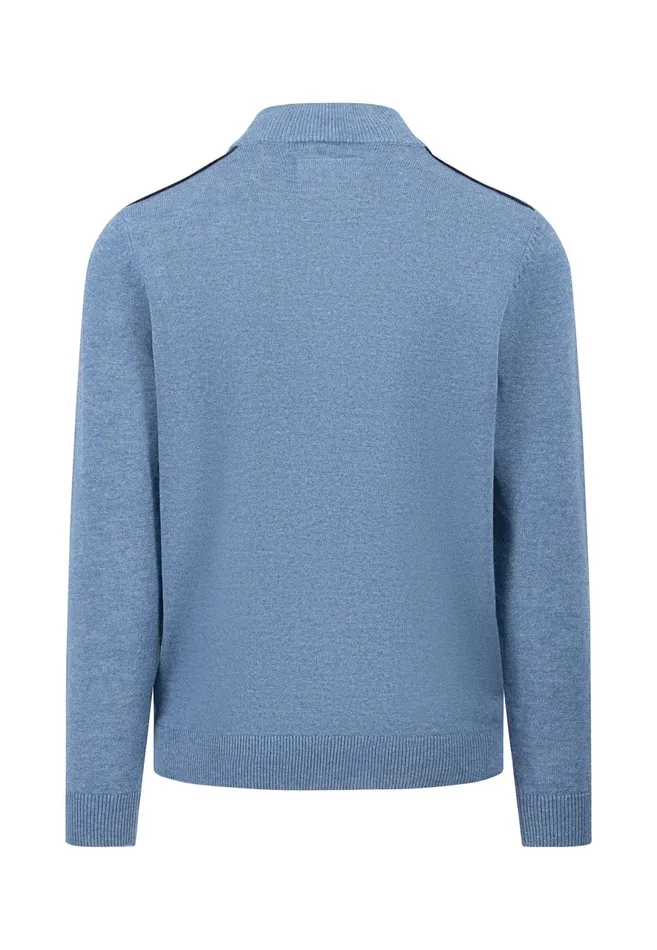 Sweater Men FYNCHHATTON Sweater With A Troyer Collar Ruby Redcloud Bluenavylight Gray