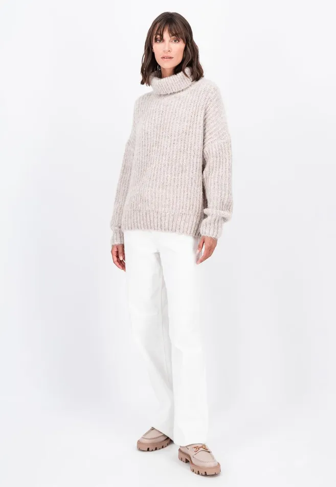 Sweater Women FYNCHHATTON Coarse Knitting Sweater Made Of Alpaca Wool Mix Winter Beigemilkelegant Pink
